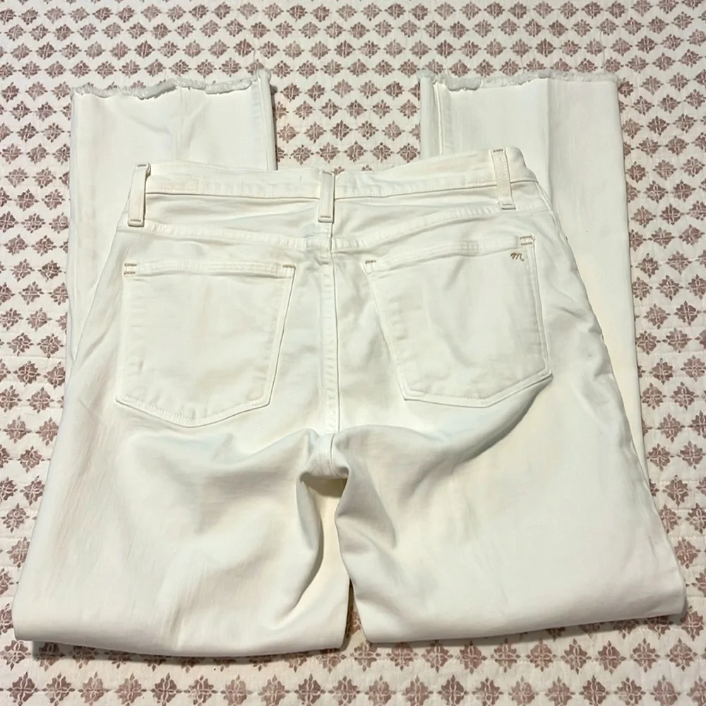 Madewell Cali Demi Boot Jeans in Pure White Denim Raw Hem Edition Size 29